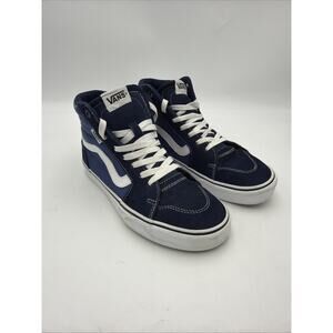 Vans Sk8-hi Top classic Blue canvas Black Navy Suede Mens Size 7.5 Womens 9